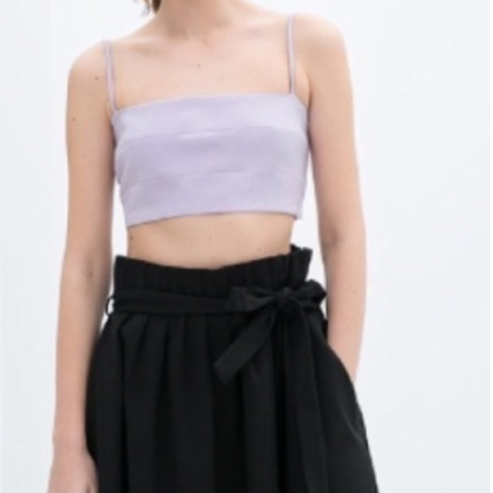 Zara Purple Cropped Lined Tank Top XS